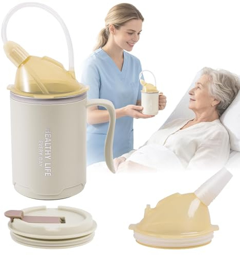 niCWhite 3 in 1 Adult Sippy Cup for The Elderly Non Spill Anti Choke