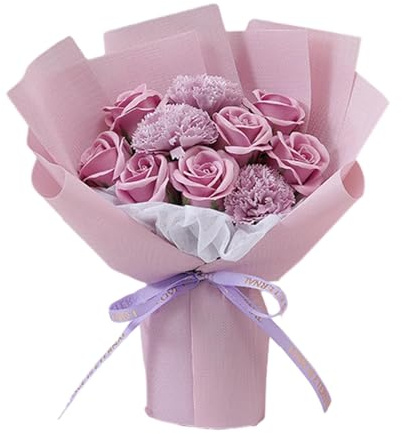 JunZheHub Bouquet di Fiori Artificiali con Fiocco, Ornamento Decorativo, Adatto Come Regalo per Ufficio, Matrimonio, Festa O Compleanno, Viola