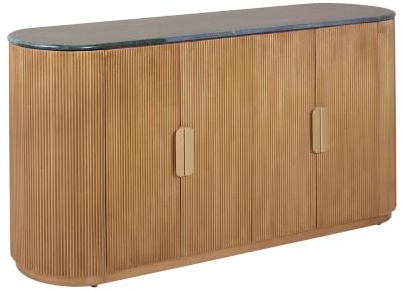 Sideboard VENEZIANO - 170cm - grün gold - Mangoholz Marmor mit Stauraum | Soft Close, montiert geliefert, hohe Belastbarkeit, pflegeleichte Oberfläche, lackierte Oberfläche