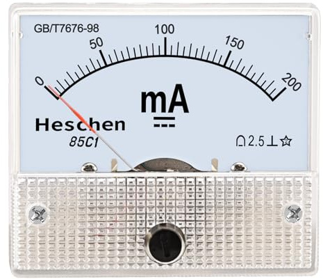 Heschen 85C1-200mA Tester di corrente rettangolo montato su pannello amperometro DC 0-200 mA classe 2.5, bianco