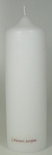 Stumpenkerze weiss 25 x 8 cm - Rundkerze 250x80 mm, Kerzenrohling, Kaminkerze zum Basteln und Verzieren von Kerzen Junglas