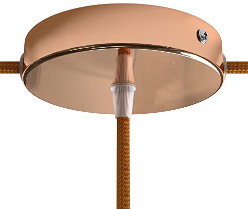 creative cables - Zylindrischer Lampenbaldachin Kit aus Metall mit 1 Haupt- und 2 Seitenlöchern - Konisch, Kupfer