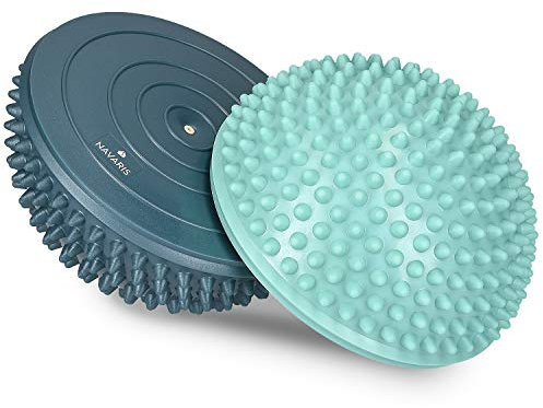 Navaris 2x Hedgehog Balance Pods - Set of 2 Spiky Fitness Domes for Sports, Foot Massage, Stability Training, Balancing in Multiple Colors