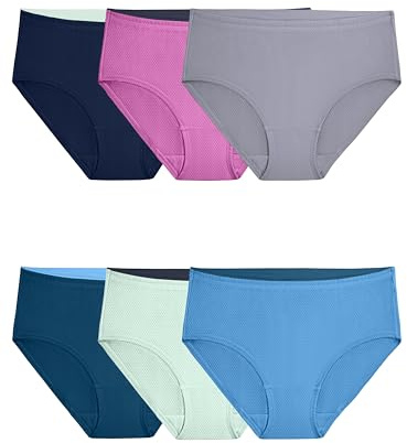Fruit of the Loom Women's Underwear Breathable Panties (Regular & Plus Size), Low Rise Brief - Micro Mesh - 6 Pack, 7