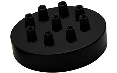 Deckenrosette aus Metall für Hängelampe (9 Ausgänge, schwarz)