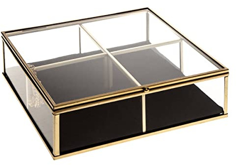 Atmosphera Schmuckkästchen, Goldfarben, Glas, goldfarben, 20 x 6 cm