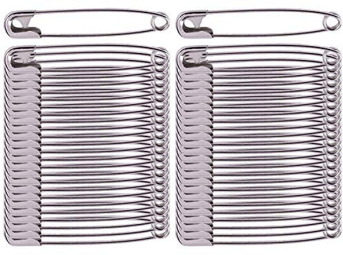 Sicherheitsnadeln, 50 Stück, 45 mm, stark und robust, vernickelte Sicherheitsnadeln