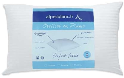 Alpes Blanc - Cuscino rettangolare 45 x 70 cm in piume d'anatra - Produzione francese, comfort ottimale, busta antiacaro