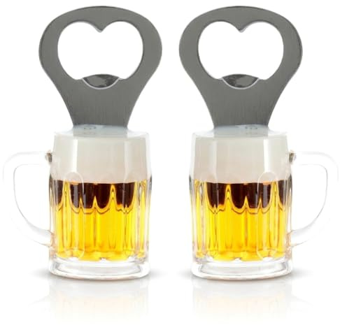 Gerlinova Flaschenöffner Bierglas, lustig mit Kühlschrankmagnet, Magnet-Flaschenöffner Bier im 2er Pack