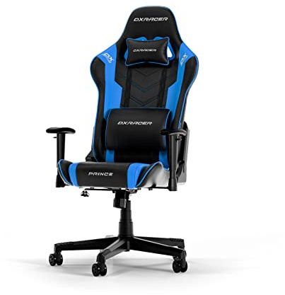 DXRacer PRINCE L Schwarz & Blau PVC Leder das Orginal Gaming Stuhl