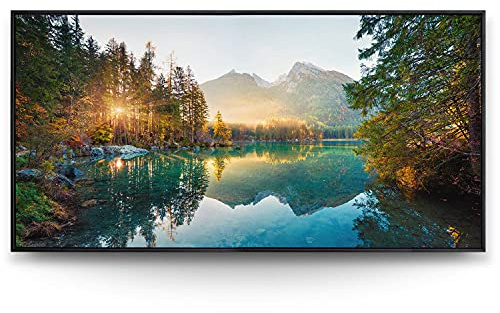 BilderKing Wandbild Wasserfall Hintersee Bayern - 180cm x 90cm Leinwand auf 2cm Keilrahmen mit Schattenfugenrahmen schwarz