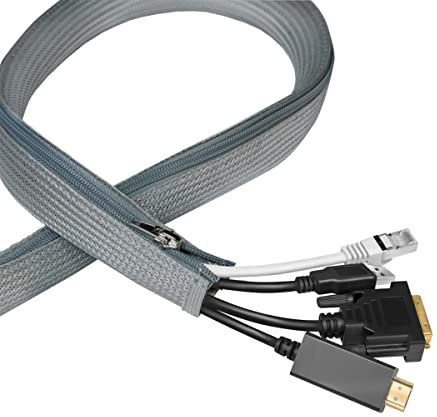 LogiLink KAB0074 Manchon de câble avec Fermeture éclair pour protéger Les câbles et Un Aspect Bien rangé Gris Ø 35 mm 2 m