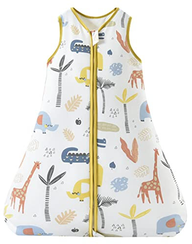 Chilsuessy Sacco a pelo per tutto l'anno, in puro cotone, sacco a pelo per neonati, 2,5 tog di giraffa, altezza 60-70 cm