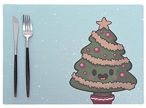 Tovagliette Americana Plastica Lavabili Albero Di Natale Verde Tovagliette Colazione PVC Sottopiatti Antiscivolo Tovagliette Americane Antiscivolo Tovaglietta Resistente Al Calore 30x45cm 2 Pcs
