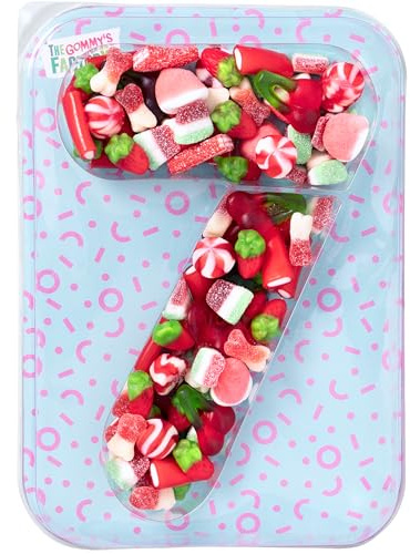Gommy's Factory Party Numbers nº 7. Tarta de gominolas para cumpleaños con forma de números. 500g de chuches