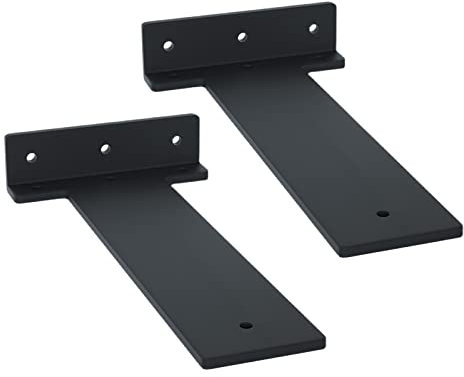 Unsichtbare Regalträger Schwerlastträger Regalhalterungen 5 mm Dicke Regalstützen Industriell Eisen Regalwinkel 100 kg Laden Wandkonsole Versteckte Unterstützung, Schwarz, 2 Stück (200mm/7.9in)