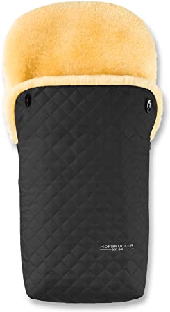 Hofbrucker Lammfell-Fußsack Putzi Limited, schwarz | Warmer Fußsack für Kinderwagen, Buggy, Tragetasche, Stepp-Design, Made in Germany
