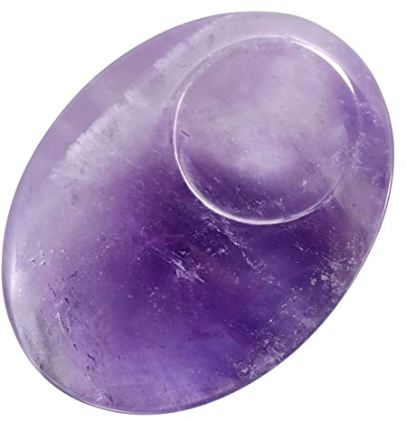 Nupuyai Améthyste Naturelle Pierre de Pouce Ovale pour Soulagement de l'anxiété, Pierre d'inquiétude de Poche Polie avec Rainure pour le Pouce pour Reiki Méditation