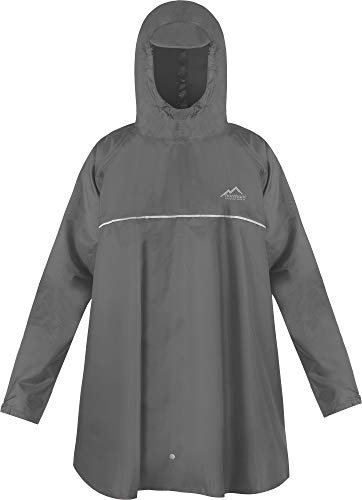 normani Kinder Regenponcho Regenjacke mit Ärmeln und Kapuze - 12.000 mm Wassersäule und 3M™ Scotchlite™ Reflektor - Regencape für Junge und Mädchen Farbe Anthrazit