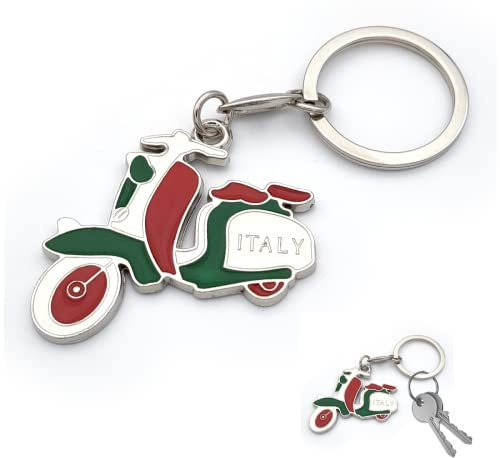 Schlüsselanhänger mit Schlüsselring, italienische Nationalflagge, aus Metall, Accessoire für Damen und Herren, Geschenkidee (scooter)