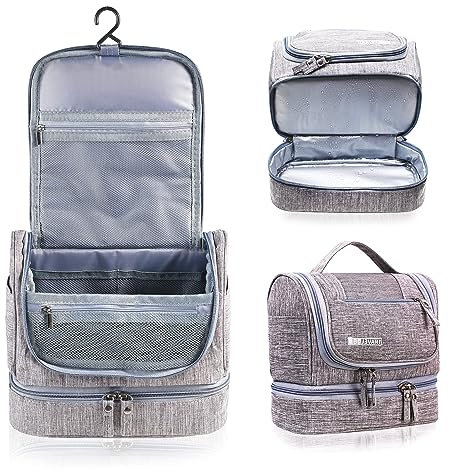 JOZEA Kulturtasche, Kulturbeutel für Herren und Damen, tragbare Kosmetiktasche wasserdicht, Reisetasche, Toilettenbeutel, grau