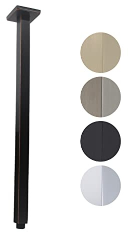 Duscharm mit Flansch 24 Zoll Deckenhalterung Vierkant Gerade Verlängerung Rohr Ersatz, Langer Duscharm für festen Regenduschkopf oder hohe Decke, Edelstahl, ölgeriebene Bronze