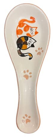 Amarcord Repose-cuillère en céramique peinte à la main avec motif de chats