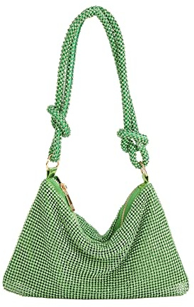 CORIOS Sac de Soirée Femme à la Main Diamond Embrayage Sacs à Main D'épaule de Mariée pour Fête Banquet Mariage Vert