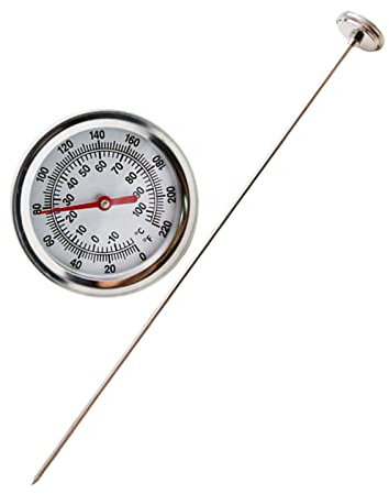 Termómetro de compost de acero inoxidable, guía de temperatura de 50 cm de longitud, herramienta de jardinería para el hogar