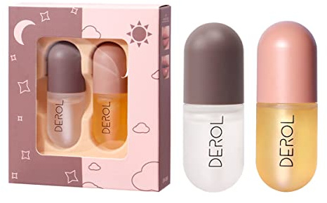 FANMIN Lip Plumper, Natural Lip Plumper and Lip Care Serum, Lip Enhancer, Lip Gloss, Make Lips Fuller and Hydrating, Lip Mask for Day &Night Use Set(2PCS)