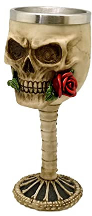Puckator Cáliz Decorativo - Calavera con Rosa Roja