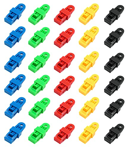 SIGANDG 30pc Verriegelungsgriff Clip,Kunststoff-Clips Für Schutztuch,Einstellbar Robuster Verriegelungsgriff Clip,Planenclips,Clips,Clips Für Sonnensegel(30)