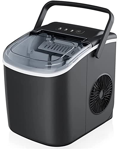 LMYYDES Ice Maker Machine Countertop Portable Ice Machine with Carry Handle, 25.5lbs in 24Hrs, 9 Ice Cubes Ready in 6 Mins for Home/Kitchen/Office, 23x30x30cm