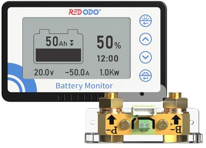 Redodo 500A Batteriewächter, 8V-120V Batteriemonitor, Shunt M8, LCD-Display | Alarmfunktion, Strom, Kapazität, Spannung, Leistung, für Wohnmobil, Heimspeicher, Inselanlagen, LiFePO4-, Blei-Säure-Batterie