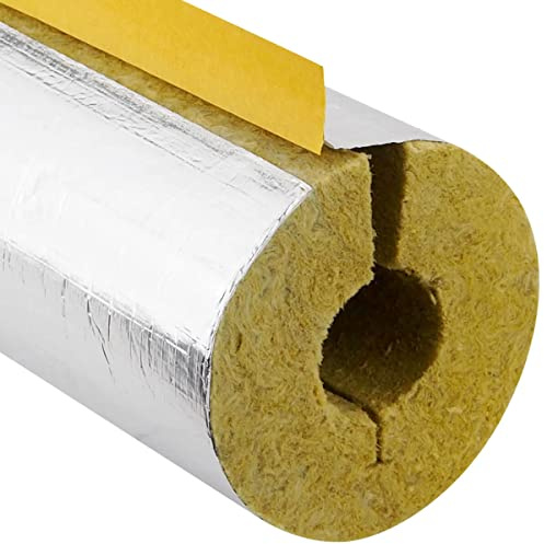 Sanitärshop Baustoffe & Sanitär Set: 10 Stück 15x20mm Steinwolle Rohrisolierung Rohrschale alukaschiert Dämmschichtdicke 20 mm Armacell 100% Isolierung für Warmwasser und Heizungsleitungen