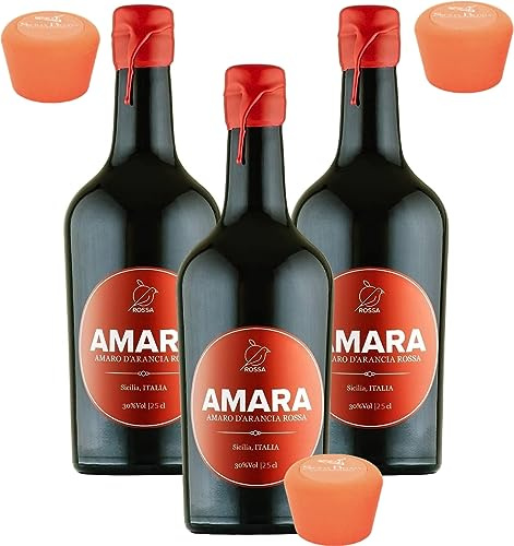 Sicilia Bedda - Amara Amaro d'Arancia Rossa - Amaro Siciliano con Tappo Sicilia Bedda (3 BOTTIGLIE CL. 25)