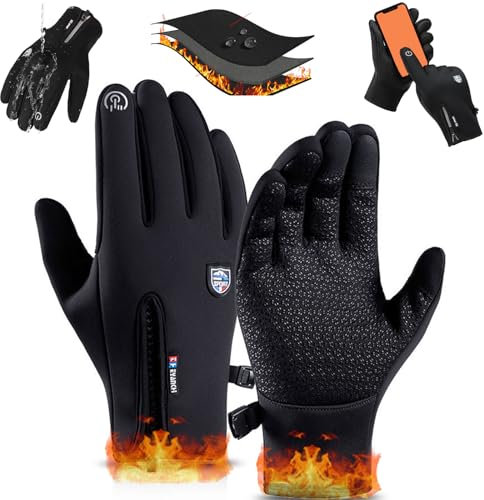 Akayoo Freezer Thermo Handschuhe,Warme Winddichte wasserdichte Touchscreen Handschuhe Unisex,Fahrradhandschuhe Herren Winter, Outdoor Sporthandschuhe FüR Radfahren Laufen Wandern
