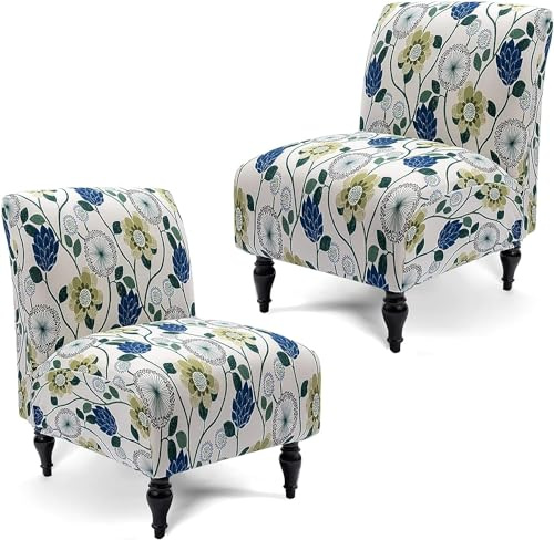 MCNDSI Cocktailsessel Bezug Ohne Armlehne,Stretch Stuhlhussen/Sofabezug Sesselschoner Sessel-Überwürfe onhe Armlehnen,langlebig,Waschbar,für Wohnzimmer Hotel Haus Esszimmer(White/Bottle Green,2pcs)