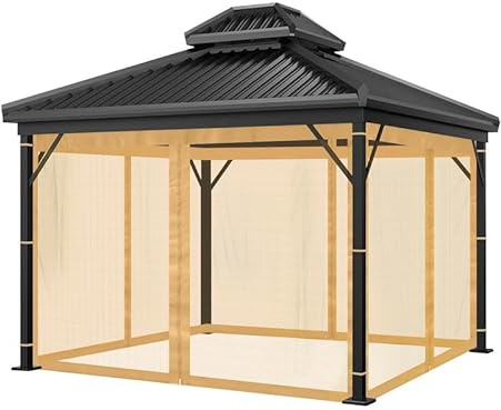 Mingfuxin Pavillon-Universal-Ersatzbildschirm, Moskitonetz, Outdoor-Überdachung, 4-teilige Mo-Squito-Netz-Seitenwände mit Reißverschluss für 10' x 10' Pavillon (nur Moskitonetz)