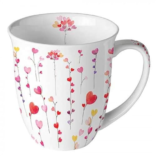 Ambiente Gobelet guirlande de cœurs d'environ 400 ml Tasse en porcelaine Motif été/printemps Idéal comme cadeau, 18418160