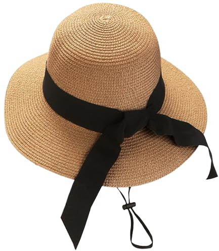 NYGGTYK 1 sombrero de sol para mujer, sombrero de verano y vaquero, UPF 50+, protección solar UV, ideal para vacaciones y playa, beige, Talla única
