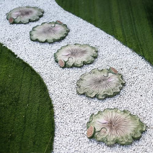 Trittsteine für Garten Dekorative Trittsteinlotusblattform, Trittstein für Terrasse, Hof, Gartenweg, Realistische Kunststeine Des Dekors 3d, Gartenlandschaftsornament Im Freien ( Color : 5-pack )