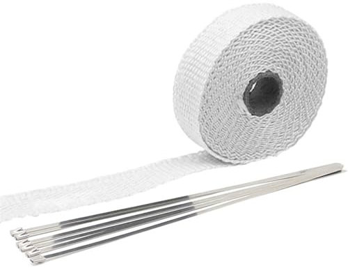 Hitzeschutzband 5 cm * 5 m / 10 m / 15 m / 20 m Auspuff-Wärmewickel-Thermoband, Fiberglas-Wärmewickel-Verteiler-Isolierungsrolle, beständig mit rostfreien Kabelbindern Auspuff Hitzeschutzband(Color:5x
