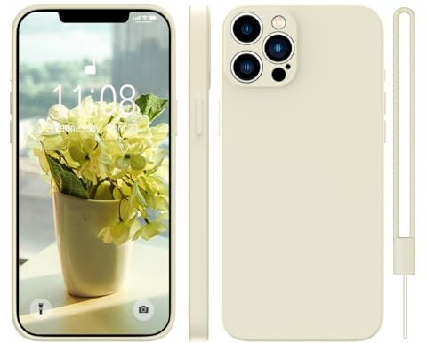 KPPIT for iPhone 15 Pro Max Case Silicone,(Antique White) | With phone lanyard,Microfiber Lining,ltra Slim Soft Gel Anti-Scratch