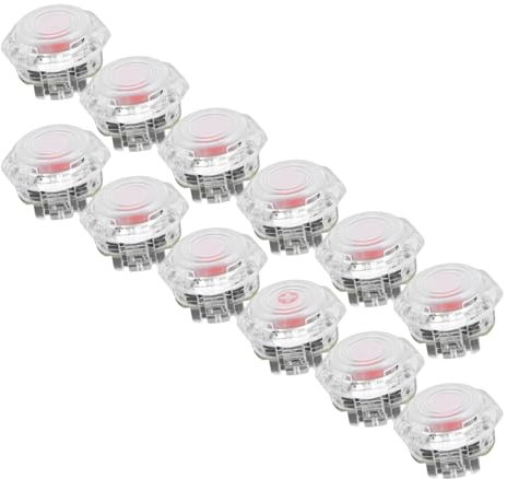 Zunate 12 Stück Tasten, POM, Roter Schalter, Mechanische Drucktasten, DIY-Kit, Joystick für Joystick für Street Fighter 6 (23.8MM #13)