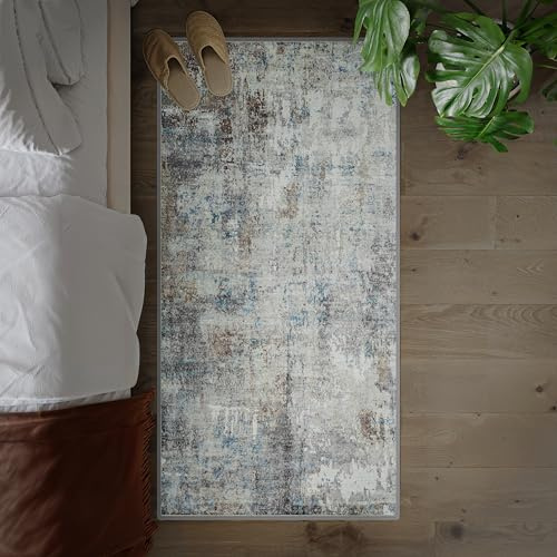 artyrugs Alfombra Lavable en Lavadora, 80x150cm, 75% Algodón, Pelo Corto, Base Antideslizante, No Desprende Pelusa, Alfombra para Salón, Dormitorio, Cocina, Oficina, Turquesa Oscura & Marrón