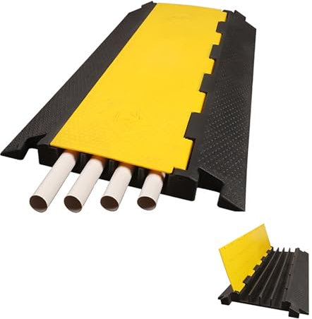 Yqyc Pasacables de Suelo para Proteger Las Cables Protector de PVC y Caucho para Cable de Suelo de 4 Canales, Capacidad de Carga de 5000kg, para Uso en Exteriores e Interiores