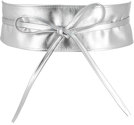 EIHI Ceinture Argentée en Cuir pour Femme - Large, Élastique, Style Corset pour Robe