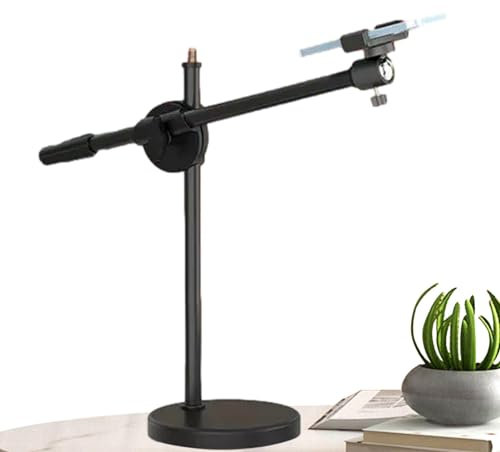 Overhead Phone Mount, Desktop Overhead Shot Stand, Selfie Ring Light with Stand, Articulating Arm Camera Mount Led Video Lighting for Online Teaching, Still Life Photography