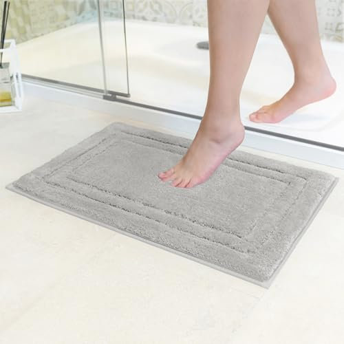 Decomira Tapis de Bain Antidérapant | Super Absorbant et Lavable en Machine | pour la Salle de Bain, Douche, Baignoire ou comme Tapis WC | Gris - 40x60 cm